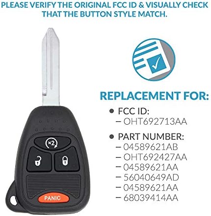 Замена на без клучеви за далечински управувачки возила за влез без клуч, кои користат 4 копче OHT692713AA - 2 пакувања