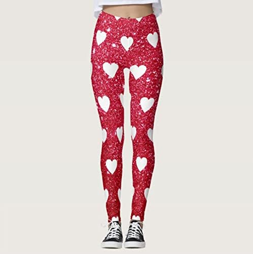 Јога Панталони Плус Големина ЗА Жени 4X Хеланки Љубовен Ден За Печатење Женски Панталони Ленти Пилатес За Јога Валентин