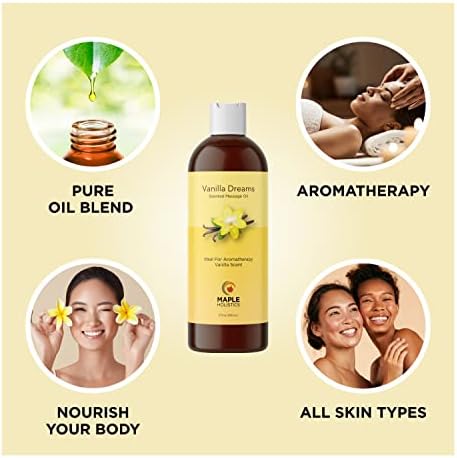 Миризливо сензуално масло за масажа за парови - Тропски и ванила масла за масажа на целото тело со кокос од јојоба и слатко бадемово масло