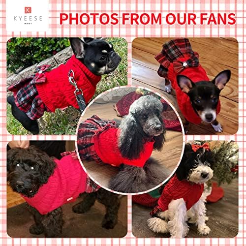 Киз Божиќен Џемпер За Кучиња Фустан Со Карирани Џемпери За Кучиња За Мали Кучиња Топол Џемпер За Миленичиња Црвен