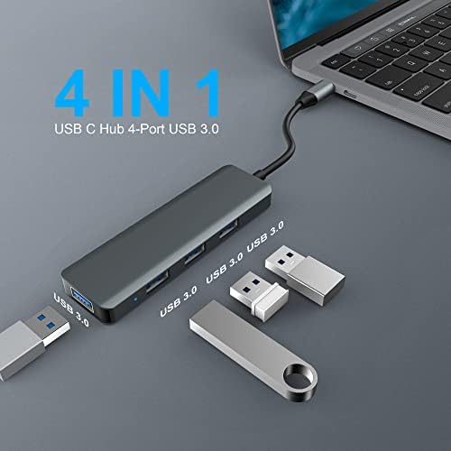 USB C Hub 4-Порта Алуминиум Тип C ДО USB 3.0 Центар СО USB C ДО USB Адаптер Тип C 3.0 Адаптер За Лаптоп Повеќе USB C ДО USB Сплитер, За MacBook