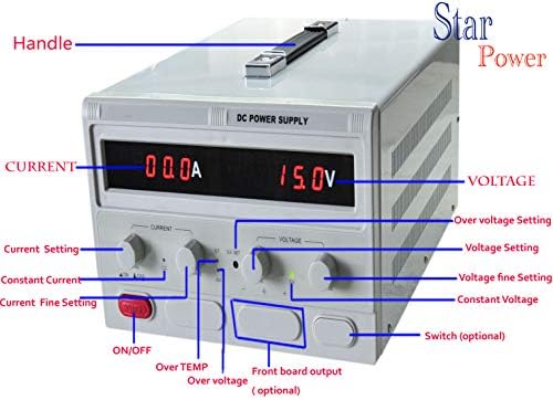 Прецизност 0-15V, 0-150А прилагодлив прекинувач за напојување Дигитално регулирано лабораториско одделение