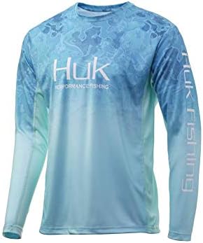 Huk Men's Icon X Camo Camo со долг ракав за изведба на риболов кошула