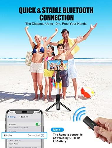 Bcway Selfie Stick Tripod Bluetooth, мини компактен телефонски статив, лесен статив за патување со далечински, компатибилен со iPhone