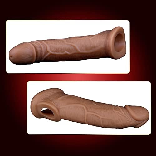 Последен пенис за пенисот Extender секс играчки течен силиконски пенис продолжение реален текстуриран петел Extender за мажи и двојки