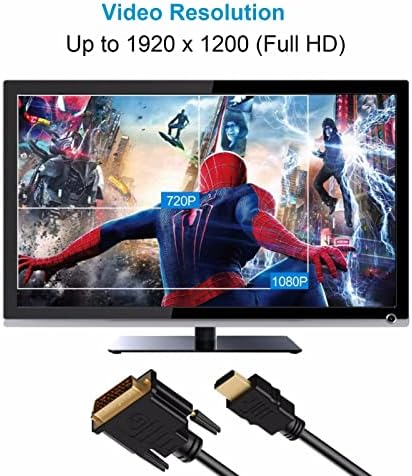 HDMI до DVI кабел 5-пакет, 6,6 ft двонасочни DVI-D до HDMI машки до машки поддршка за адаптер за голема брзина 1080p целосна HD