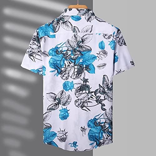 Мажи кошула мажи пролет и летен случај на секојдневна лапа со сингл на дојка за печатење краток ракав на отворено за одмор