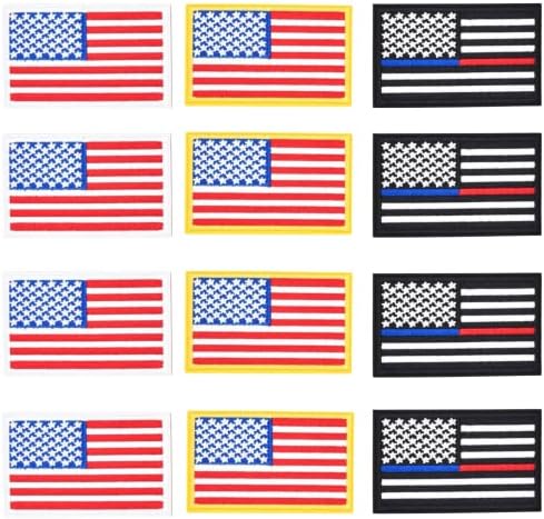 12 компјутери Американски закрпи на американско знаме извезени тактички закрпи на американското знаме, железо на закрпи за воени