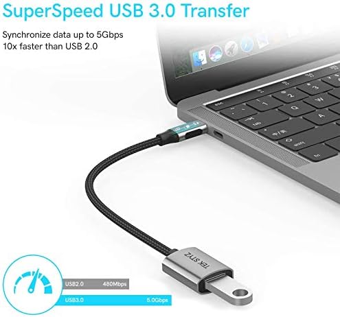 Адаптерот TEK Styz USB-C USB 3.0 работи за Asus Zenfone 7 OTG Type-C/PD машки USB 3.0 женски конвертор.