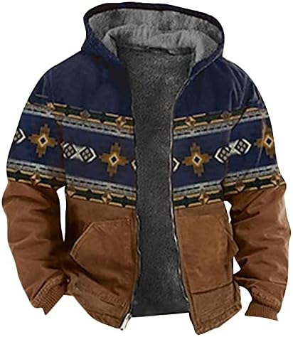 Менс водоотпорна јакна Обичен печатење со долг ракав патент џемпер густ памучен костум Зимска јакна