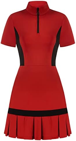 Jackек Смит жени тениски фустан за голф со шорцеви сув вклопување вежбање фустан со краток ракав атлетски поло фустан џебови