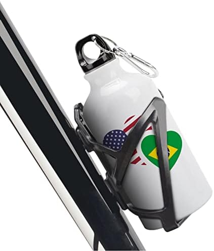 Бразилско Американско Знаме Спортско Алуминиумско Шише Преносни Спортски Шишиња Со Вода Со Карабин И Капаче За Извртување