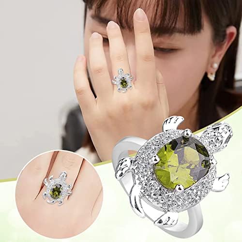 Тенки прстени за жени Стерлинг Сребрена желка прстен Зелен опал прстен желка накит за долговечност