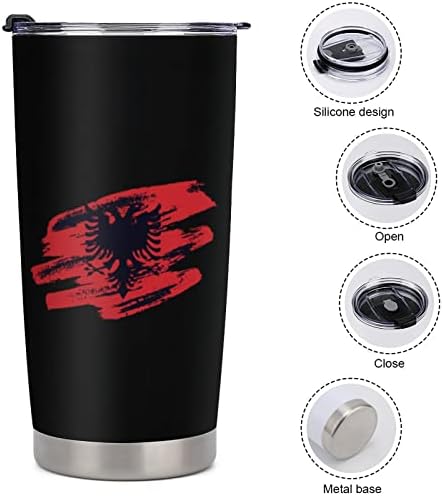Албанско знаме пластично патување со кригла Вакуум изолирана кафе чаша издржлива мода за кафе мода кафе