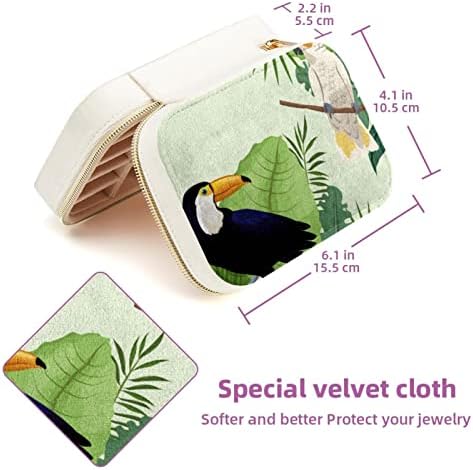 Rodailycay Cockatoo Toucan ја остава тропската чанта за накит со метален патент, декоративна кутија за приказ на накит, куќиште