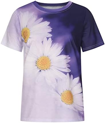 Врвна кошула за девојки есен лето 2023 облека со кратки ракави со кратки ракави, памук, цветни графички графички бренд, А5 А5