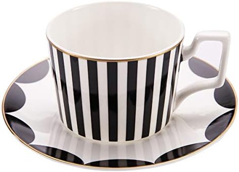 LiveInu минималистички модерен стил порцелански вечера за вечера Десерт за сервирање чаши чаши чаши и чинии чај и чинија со чинија, црно