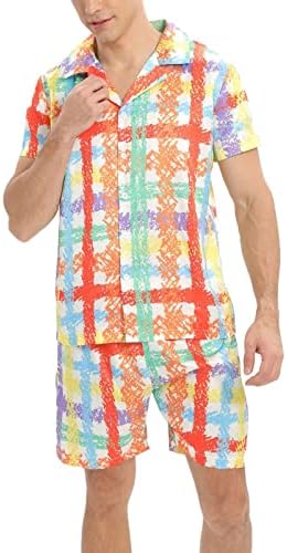 Кошула за кошула ZperVoba поставува хавајски плажа со кратки ракави со кратки кошули, еластични ливчиња од половината, костуми од летни