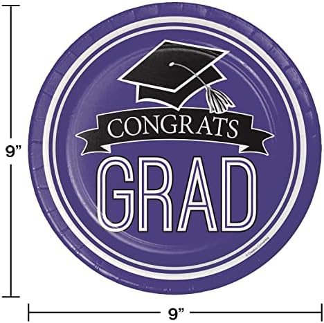 2023 Виолетова дипломирање честитки за степени за забави, 147 парчиња училишен дух дух за еднократна употреба салфетки и украси