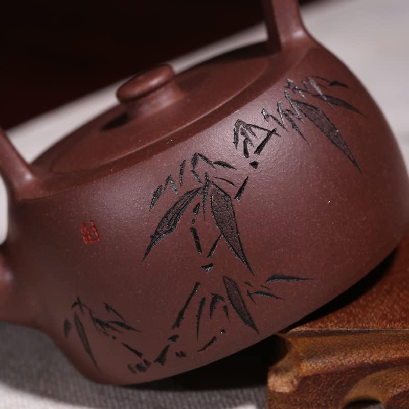 Оригинален занаетчија рачно изработен пурпурен песок сад сурова руда пурпурна кал камен тапан за кревање зрак чајник славна резба на грнчари