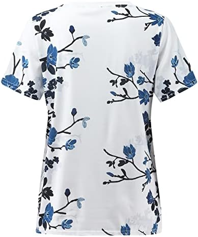 Летни врвови за жени 2023 плажа, жени кошули печатат дома стилски врвен кошула со кратки ракави женски тренинзи кошули