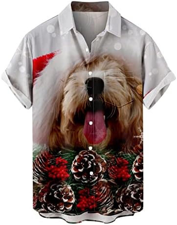 Божиќни кошули на Синзелимин за мажите кратки ракави врвови мода 3Д печатење на кошулата на Хаваи надолу од лаптовата кардиганска