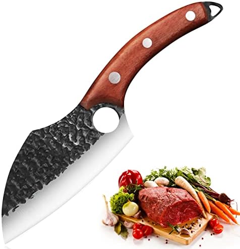 Зенг месо Клејвер нож месар нож рака фалсификуван готвач нож за нож за нож со викиншки нож со целосен танг не'рѓосувачки челик филе ножеви зеленчук