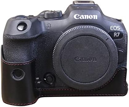 Rieibi Eos R7 Случај-Квалитет Pu Кожа Половина Случај За Canon EOS R7 Дигитална Камера-Зафат Случај За Canon EOSR7, Црна, Камера