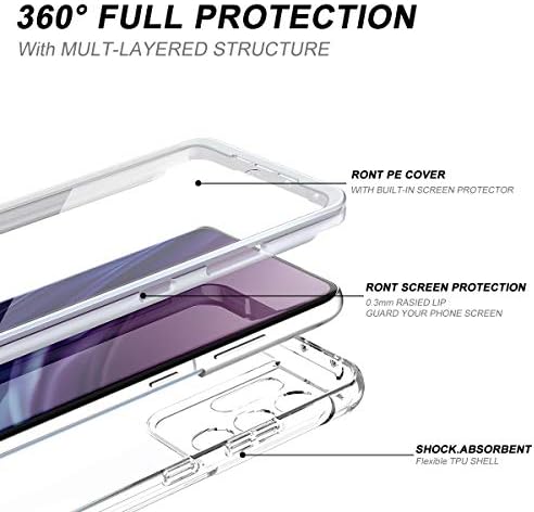 СУРЧ Јасно Куќиште За Samsung Galaxy S21 Ultra 5G, [Вграден Заштитник На Екранот] [Заштита На Објективот На Фотоапаратот] Заштитен Браник Отпорен