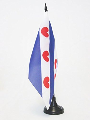 АЗ ЗНАМЕ Провинција На Фрислан Табела знаме 5 х 8 - Фрисланд Биро Знаме 21 х 14 см-Црна Пластична Стап И База