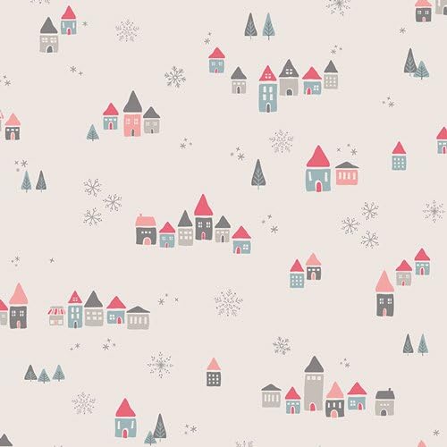 Модерен Пакет Божиќни Ткаенини | Мал Град Од Amми Синибалди | Розово Зелени Празнични Масни Четвртини | Ткаенини Од Уметничка Галерија