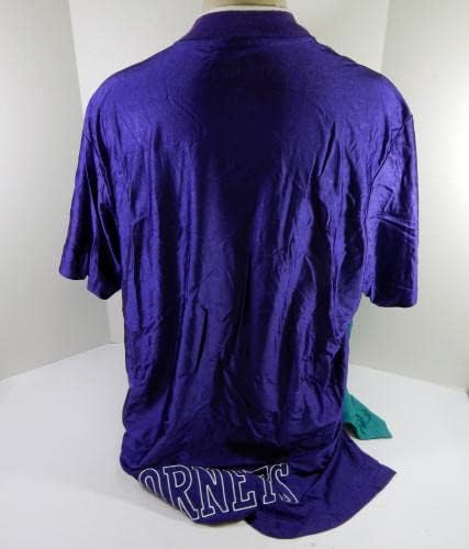 Кон крајот на 90 -тите Шарлот Хорнетс 44 Игра користеше Виолетова кошула за стрелање 3XL DP46685 - НБА игра користена