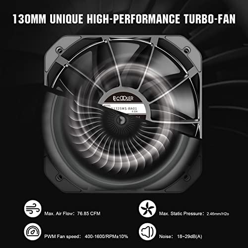 Pccooler G6 Black Edition Premium Cpu Cooler, 260w TDP Двојна Кула Cpu Cooler, 2x130mm Pwm Турбо Вентилатори, 14.8 W/ Термичка