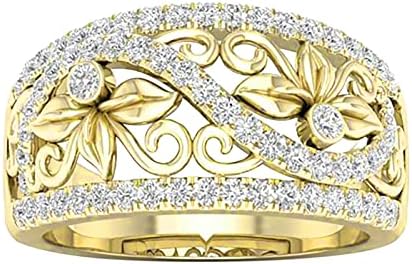 Празничен шуплив подарок цвет со дијамант, електропласирачки дами лисја гроздобер прстени прстени, зелени прстени