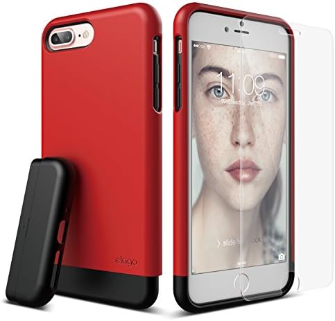 Елаба iPhone 7 Plus Case [Glide] [Extreme Red/Black] - [Multi -Option Case] ​​[Сертифициран тест за воен пад] - За iPhone 7 Plus [Вклучен
