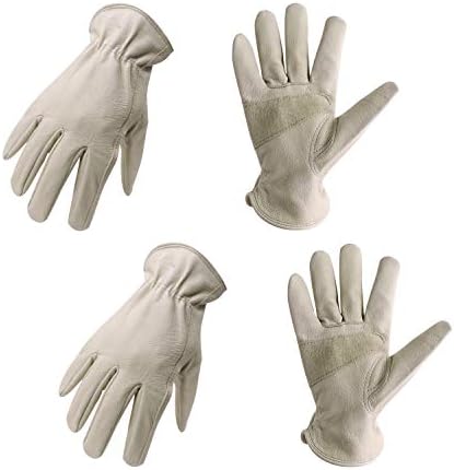 Hldd Handlandy 2 пара кожни ракавици за кожени кожни ракавици со армирана дланка за мажи и жени, ракавици за рачен зглоб за возач, градежништво,