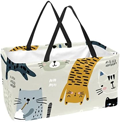 Корпа за еднократно шопинг различни смешни мачки преносни преклопни пикник намирници торбички за перење торба за торба за купување