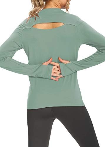 Bestisun женски долги ракави тренингот врвови отворени кошули за вежбање салата облека атлетски јога маици