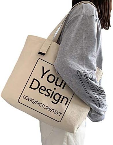 Keevici Персонализирана торба за платно за платно - Додадете лого или текст на слика и направете своја торба за тотали за прилагодување