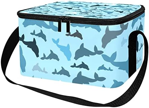 Бела сина морнарица Долфини, торба за испорака на храна за морски животни, изолирана торба за намирници | Двоен патент