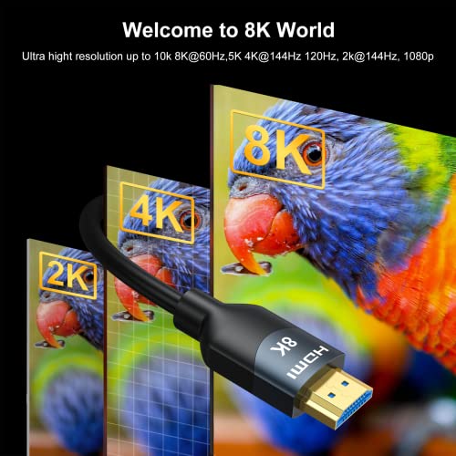 RYZZROOA 8K HDMI 2.1 Кабел 6 СТАПКИ 5-Пакет, ГОЛЕМА Брзина HDMI Лак/eARC Кабел 48Gbps-4K@120Hz, 8K@60Hz, 1080p@240hz-HDCP 2.2, 3 D/HDR