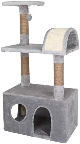 Мачка Дрво Кула со Кадифен Кондоминиуми, Гребење Пост, Играчка, Светло Сива, 39