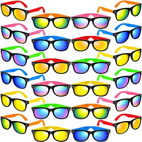 Детски Очила За Сонце, 24 пакувања Неонски Очила за Сонце Со Заштита ОД УВ400 На Големо За Деца, Момчиња И Девојчиња, Одличен Подарок