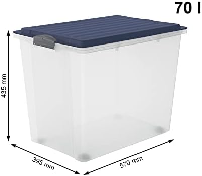 Рото компактна кутија за складирање 70 Л со капак, пластика, без БПА, 70 Л