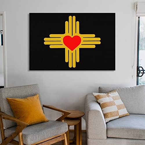 Ново Мексико Државно Знаме Срце Платно Ѕид Уметност Виси Сликарство Ѕид Декор За Бања Дневна Соба Спална Соба Канцеларија Кујна