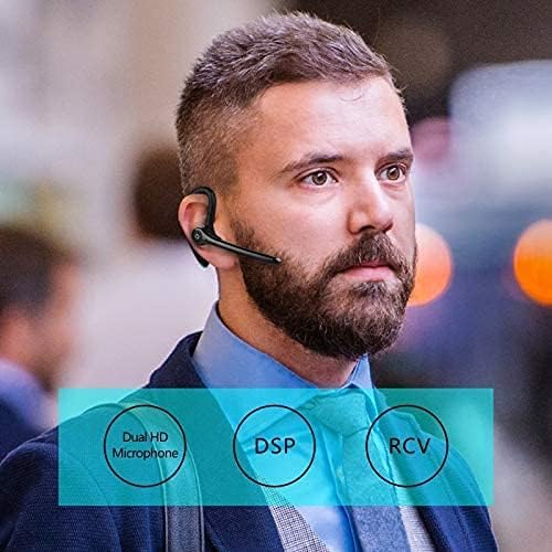 Слушалките за Bluetooth, безжични слушалки за Bluetooth v5.0 без раце без раце со микрофон за откажување на стерео бучава, компатибилни мобилни