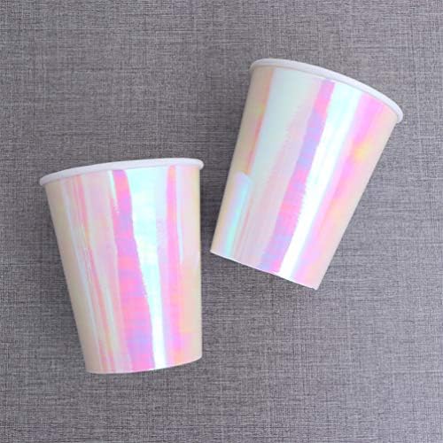 Nuobesty 16pcs iridescent хартиени чаши за еднократна употреба чаши за пиење на виножито за пиење за свадбени роденденски партии за