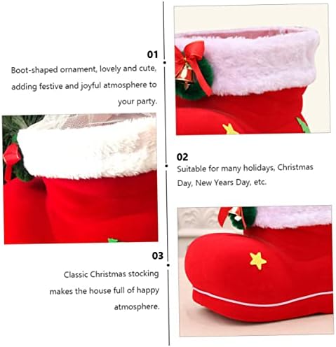 Inoomp 1pc Божиќни бонбони чизми за полнење корпи за бонбони за добра торбички за деца, куќи за подароци, Дедо Мраз Божиќни плетени божиќни чорапи