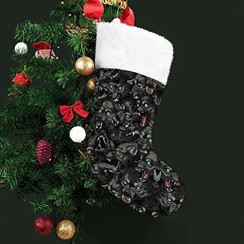Лута волк шема црвена Божиќна празничка чорапи дома украси за Божиќно дрво камин што виси чорапи
