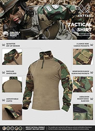 Борбена кошула Xkttac за мажи со 2 џебови тактички-воени-ајсофт опрема за безбедност мултикам бДУ армија маскирна макБаскет